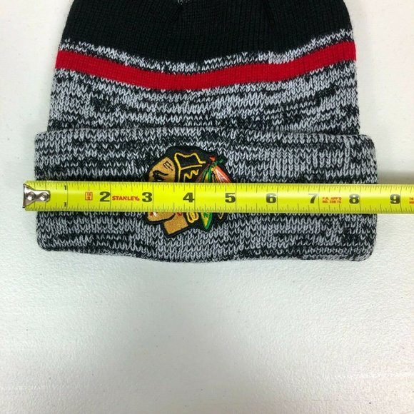 Chicago Blackhawks Zephyr NHL Logo Embroidered Beanie Knit Hat Hockey Gray Black - Picture 8 of 10